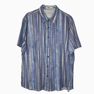 Vatpave Men's Short Sleeve Lightweight Shirt Abstract Stripe Beach Island Large